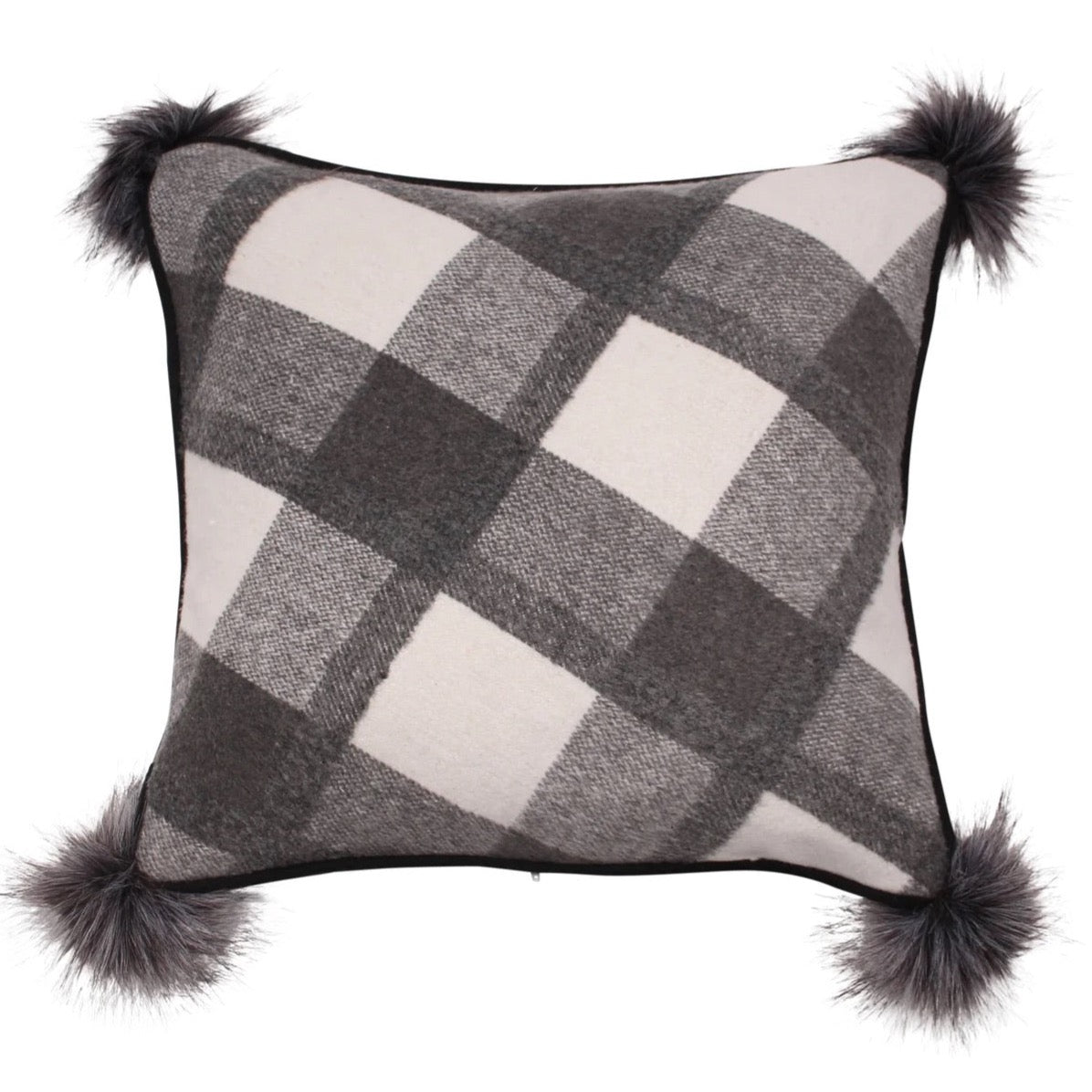 PILLOW, ASPEN (CHECK) - GREY/WHITE