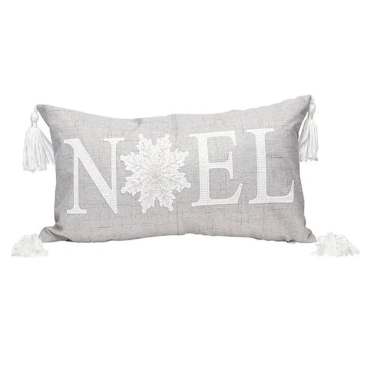 PILLOW, NOEL (W/TASSELS) - GREY