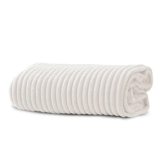 THROW, RIPPLE REVERSIBLE FLEECE - CREAM