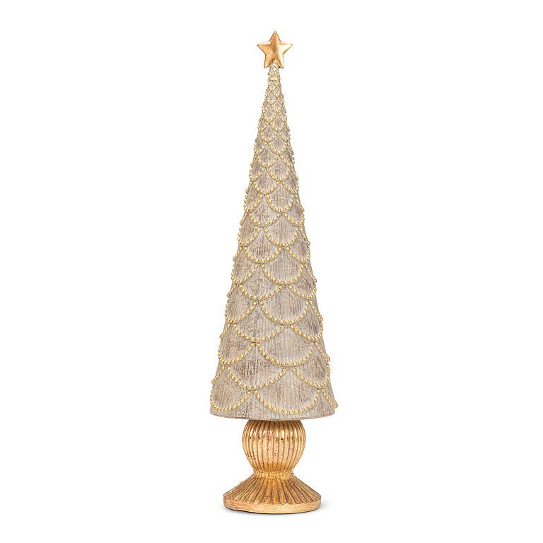 PEDESTAL TREE - TAUPE/GOLD