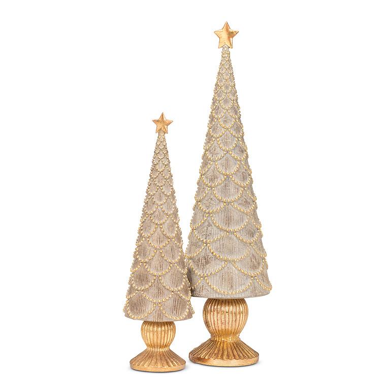 PEDESTAL TREE - TAUPE/GOLD