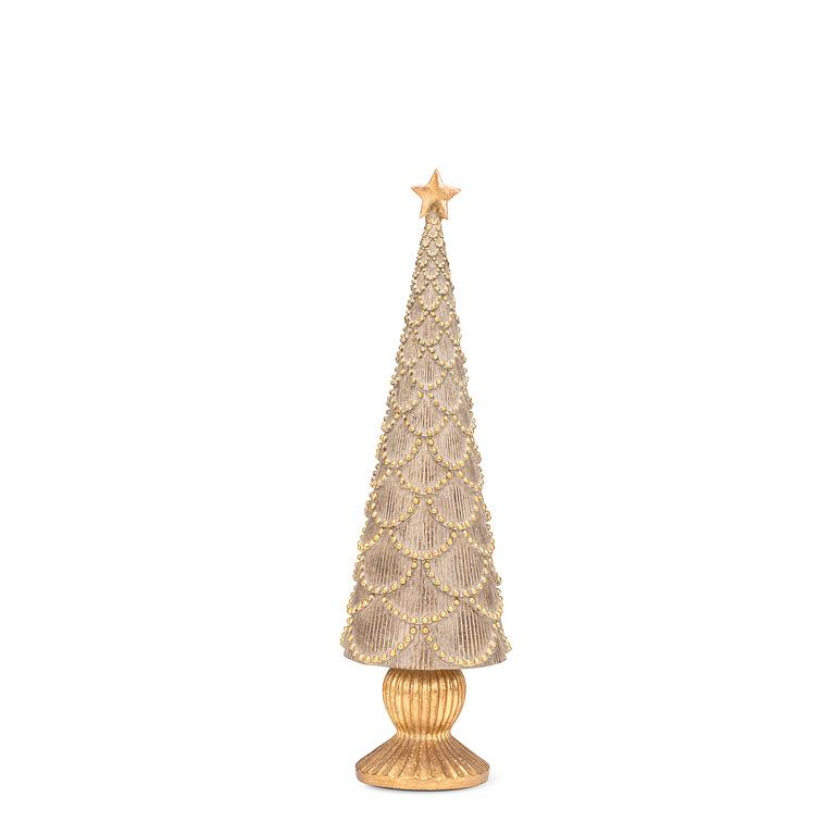 PEDESTAL TREE - TAUPE/GOLD