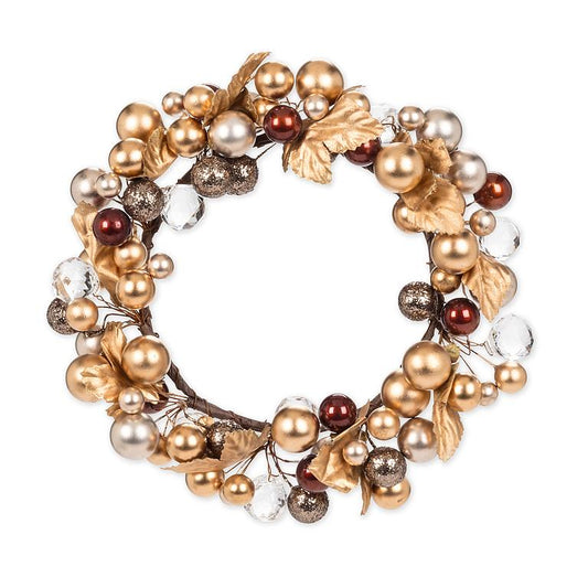 CANDLE RING, BEADED - GOLD