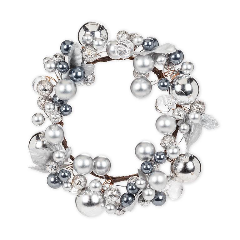 CANDLE RING, BEADED - SILVER