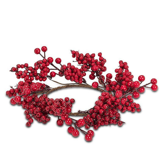 CANDLE RING - RED BERRIES