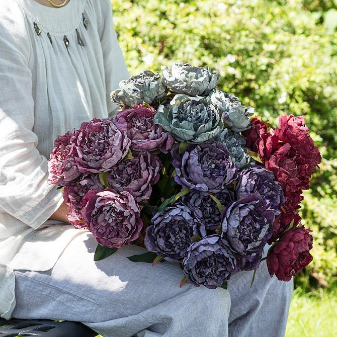 PEONY BOUQUET, OPEN - GREY