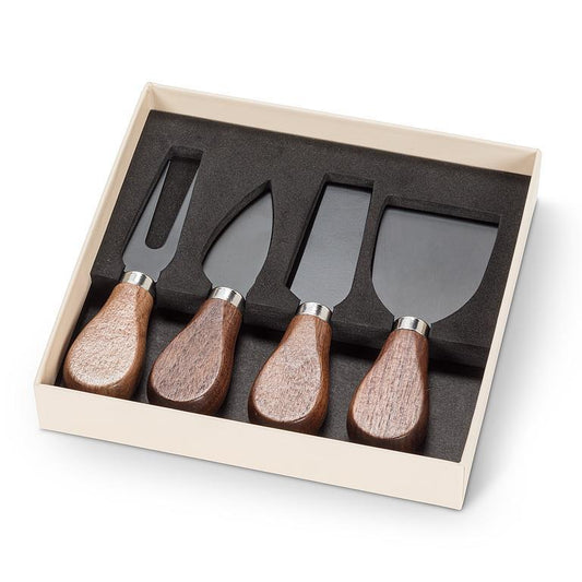 CHEESE KNIVES, 4PCS - WOOD HANDLE