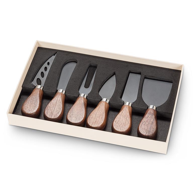 CHEESE KNIVES, 6PCS - WALNUT HANDLE