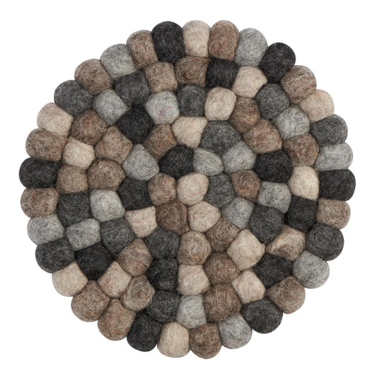 TRIVET, BALL FELT/ROUND - MULTI NATURAL