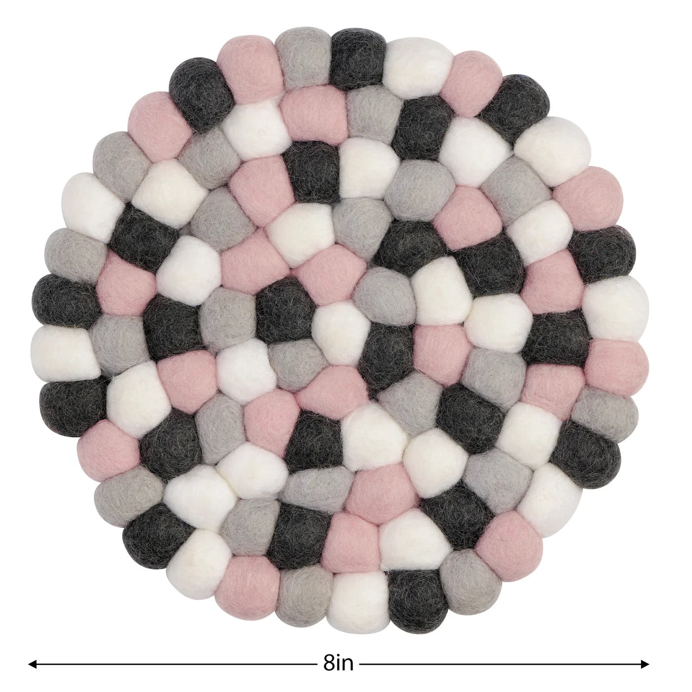 TRIVET, BALL FELT/ROUND - PINK/GREY/WHITE