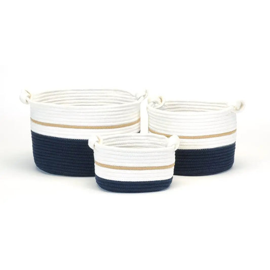 STORAGE BASKET, OVAL - NAVY/WHITE