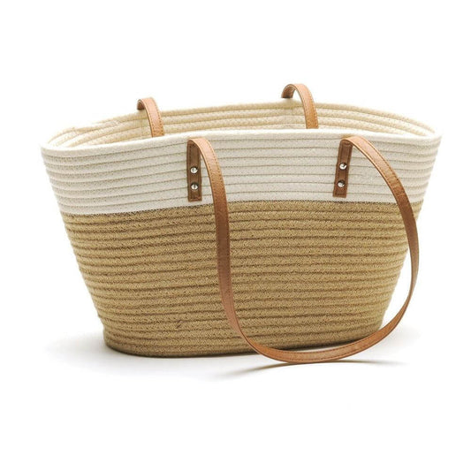 BAG - TWO TONE, JUTE/WHITE