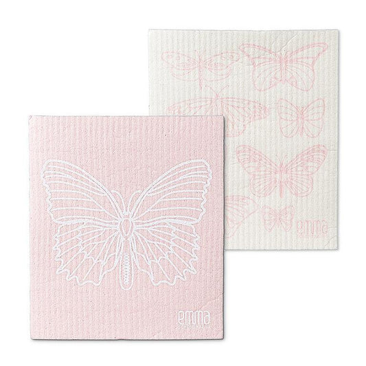 DISHCLOTH (SET OF 2) PINK BUTTERFLY