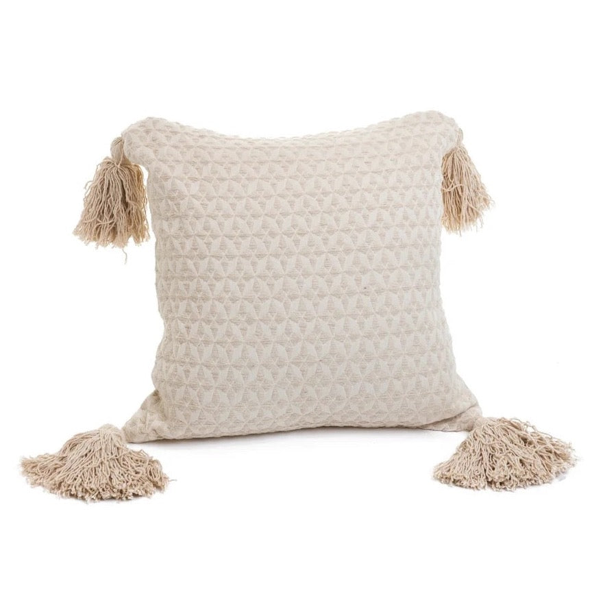 PILLOW TAMMY, COTTON - OFFWHITE/TAUPE 17" x 17"