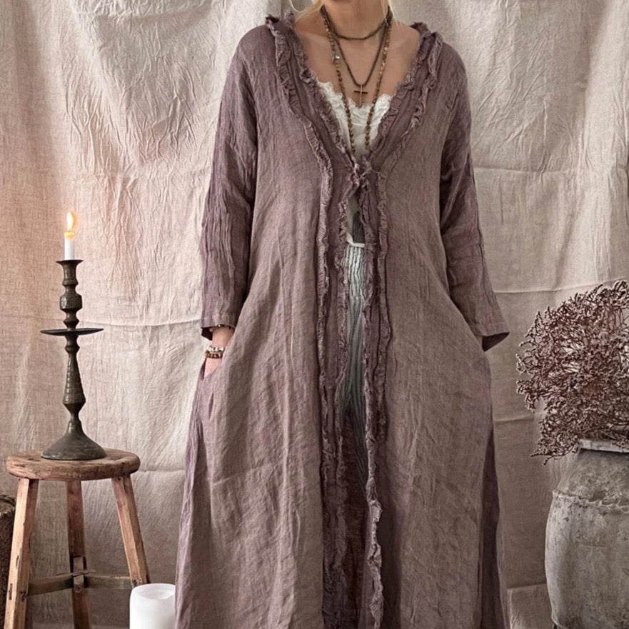 ALANYA LINEN JACKET - BROWN