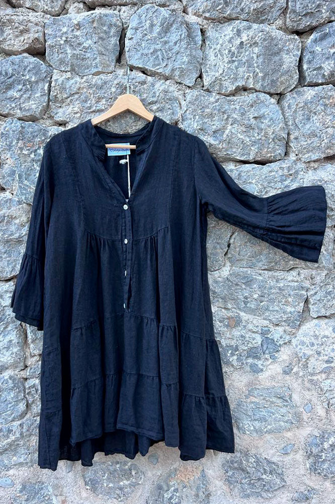 ASHLEY LINEN DRESS - BLACK