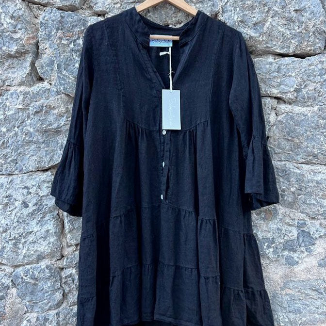 ASHLEY LINEN DRESS - BLACK