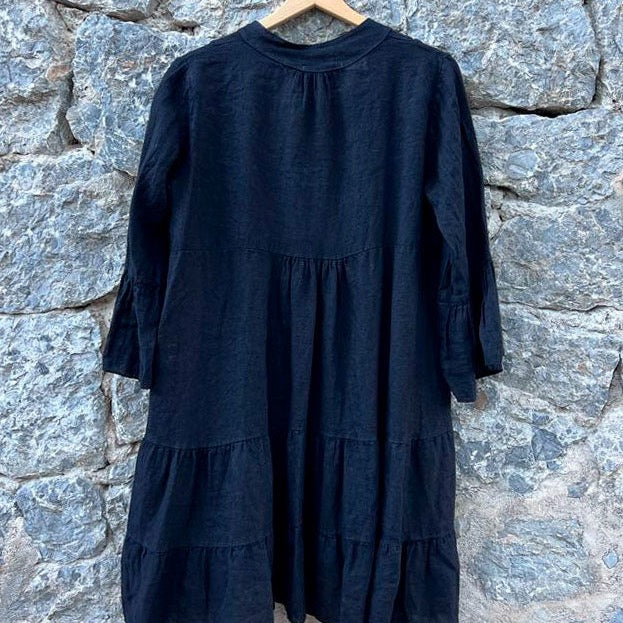 ASHLEY LINEN DRESS - BLACK