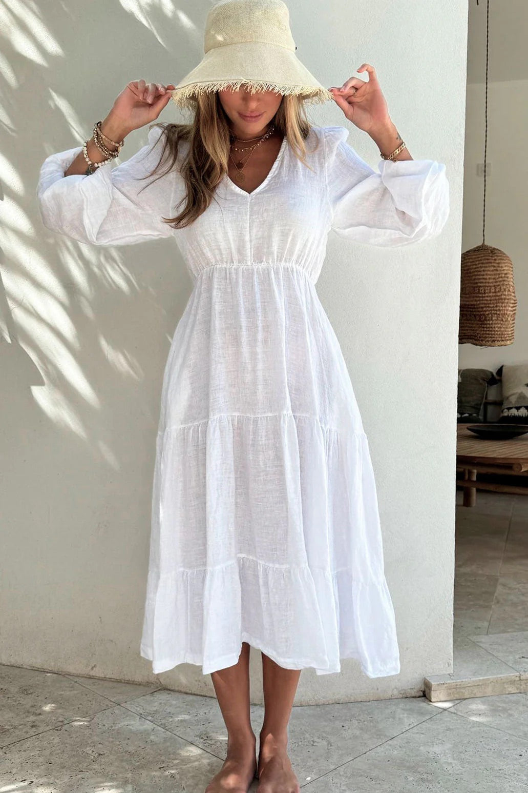 CHARLY LINEN DRESS - WHITE