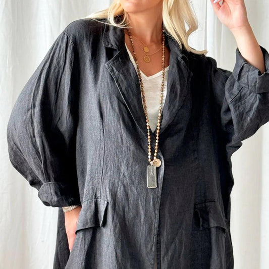 EMERA LINEN JACKET - DARK GREY