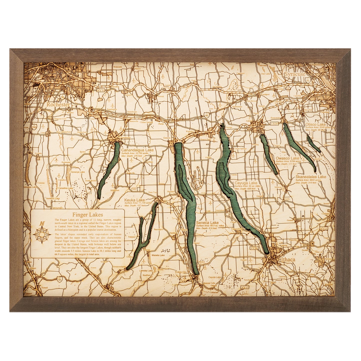 MAP, FRAMED - FINGER LAKES (S)