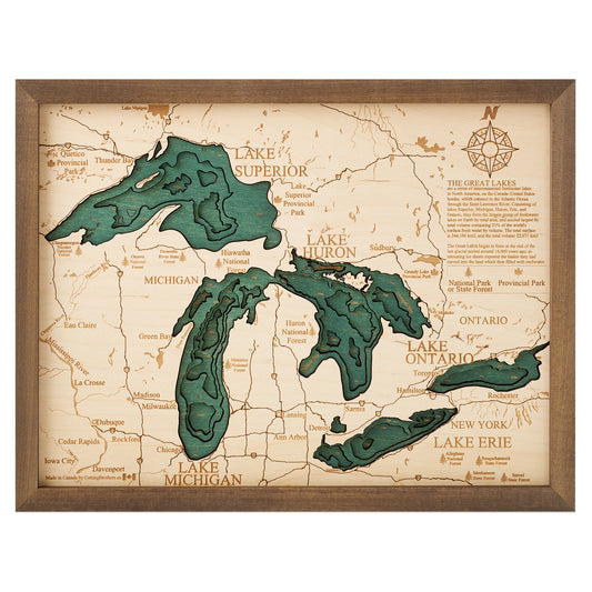 MAP, FRAMED - GREAT LAKES