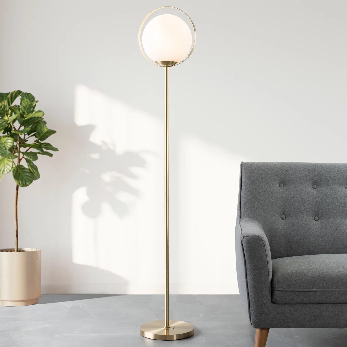 FLOOR LAMP HELLY - FROSTED WHITE GLOBE