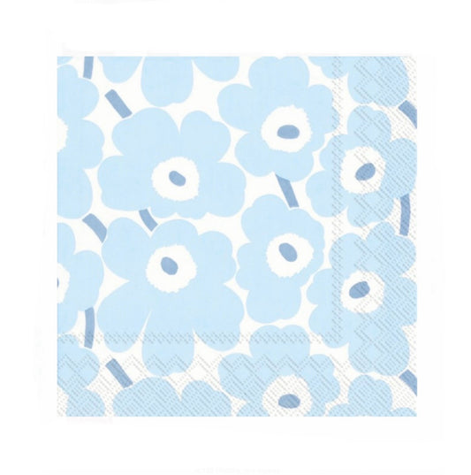 MARIMEKKO NAPKINS, COCKTAIL - UNIKKO LIGHT BLUE