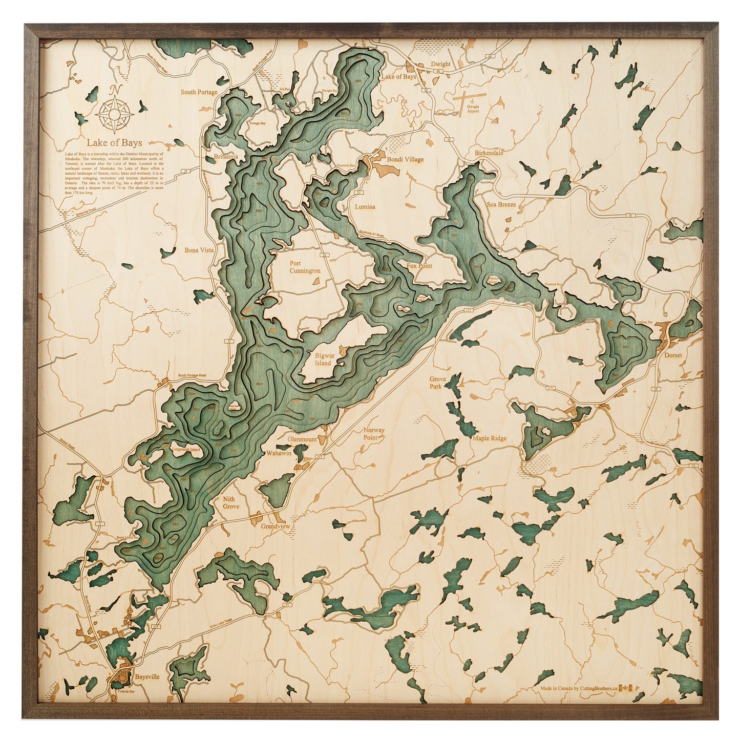 MAP, FRAMED - LAKE OF BAYS (L)