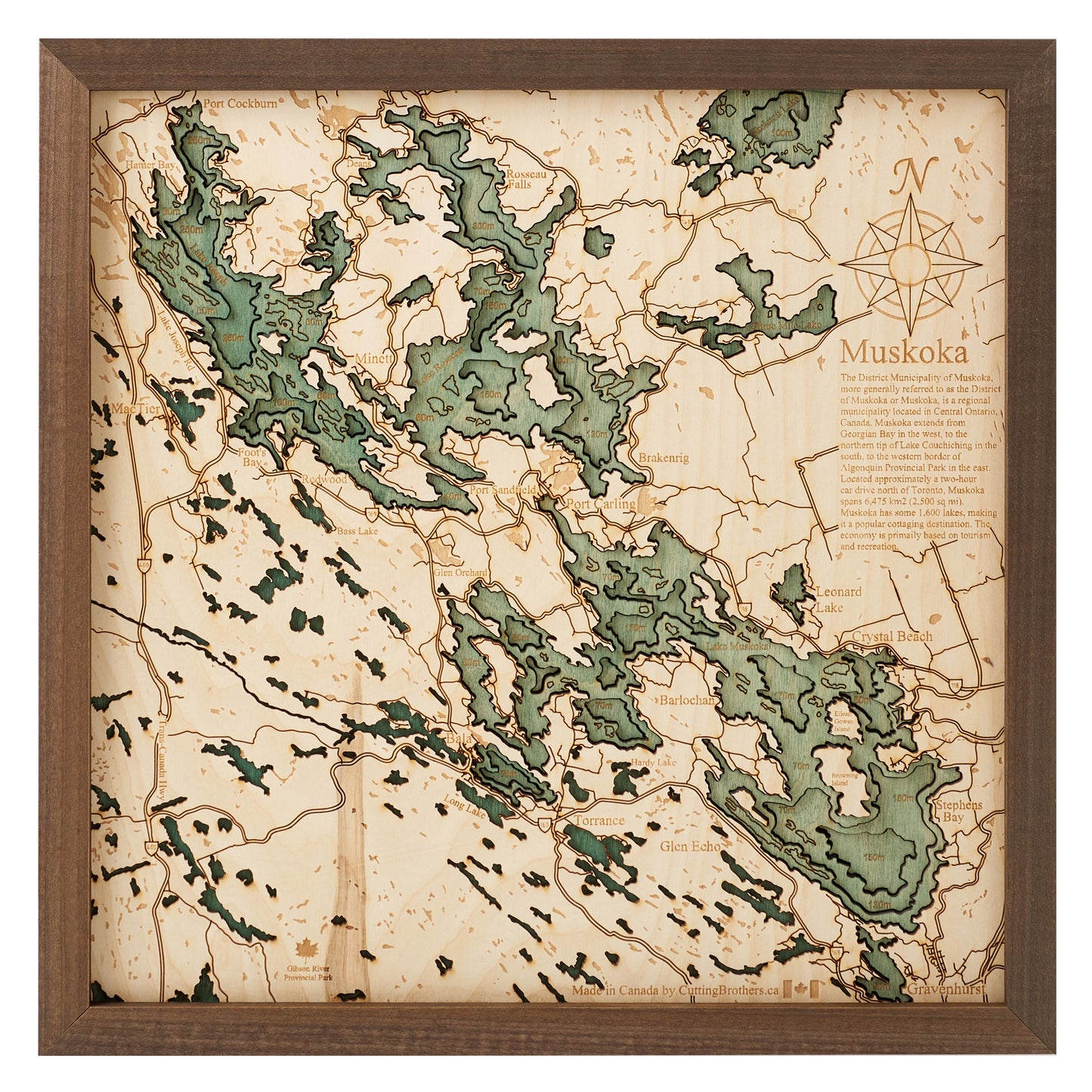 MAP, FRAMED - MUSKOKA LAKES (S)