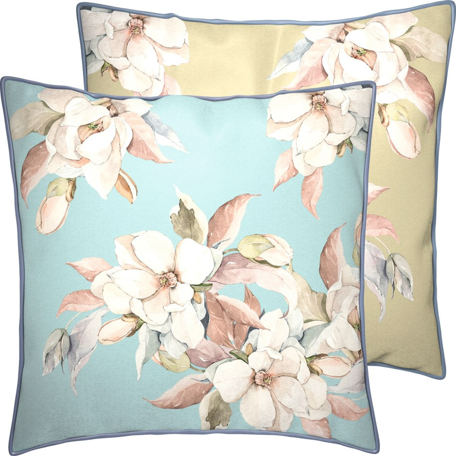 PILLOW - ELAINE, LIGHT BLUE/FLOWERS (16" x 16")