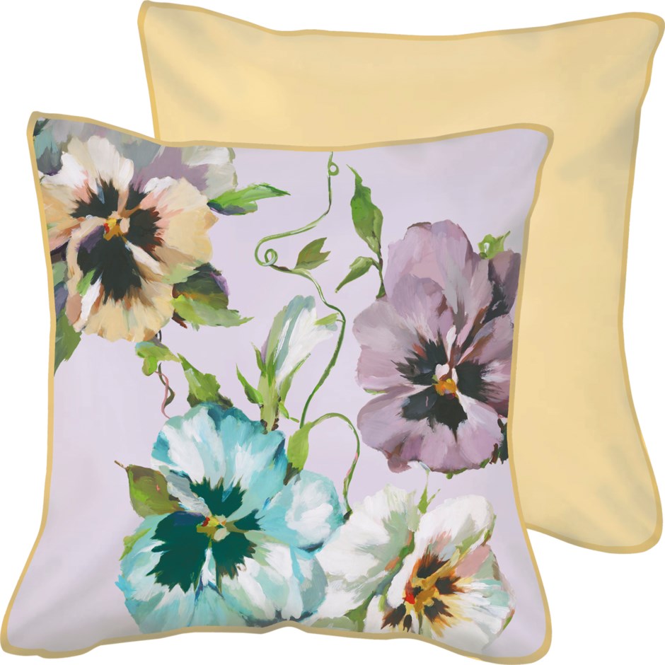 PILLOW - MARIT, LIGHT LILAC/FLOWERS (16" x 16")