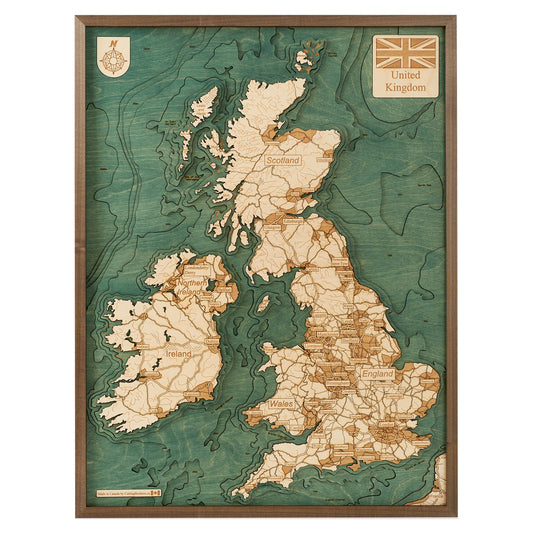 MAP, FRAMED - GB & IRELAND (L)