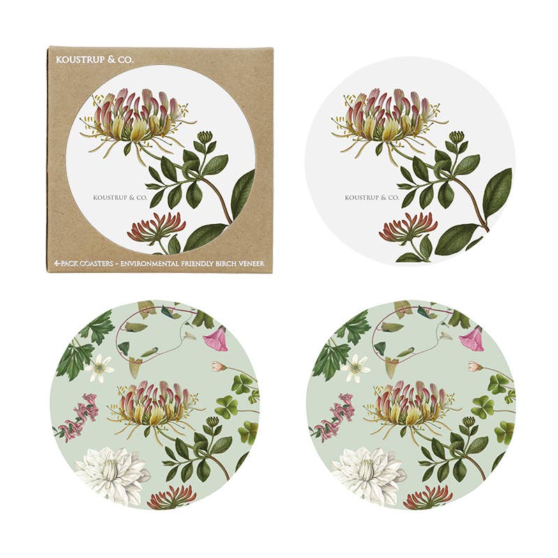 COASTERS, 2-SIDED FLORA DANICA - BIRCH