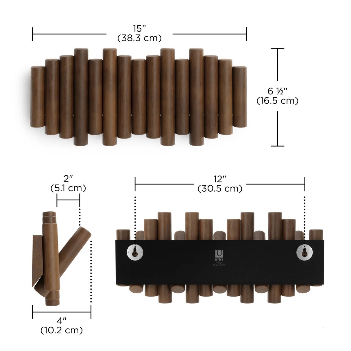 PICKET RAIL HOOK, AGED-WALNUT