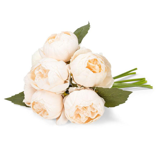 PEONY BOUQUET - IVORY, 10"H