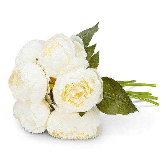 PEONY BOUQUET - WHITE, 10"H