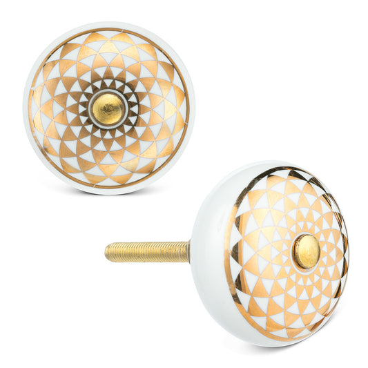 KNOB/KALEIDOSCOPE, GOLD/WHITE