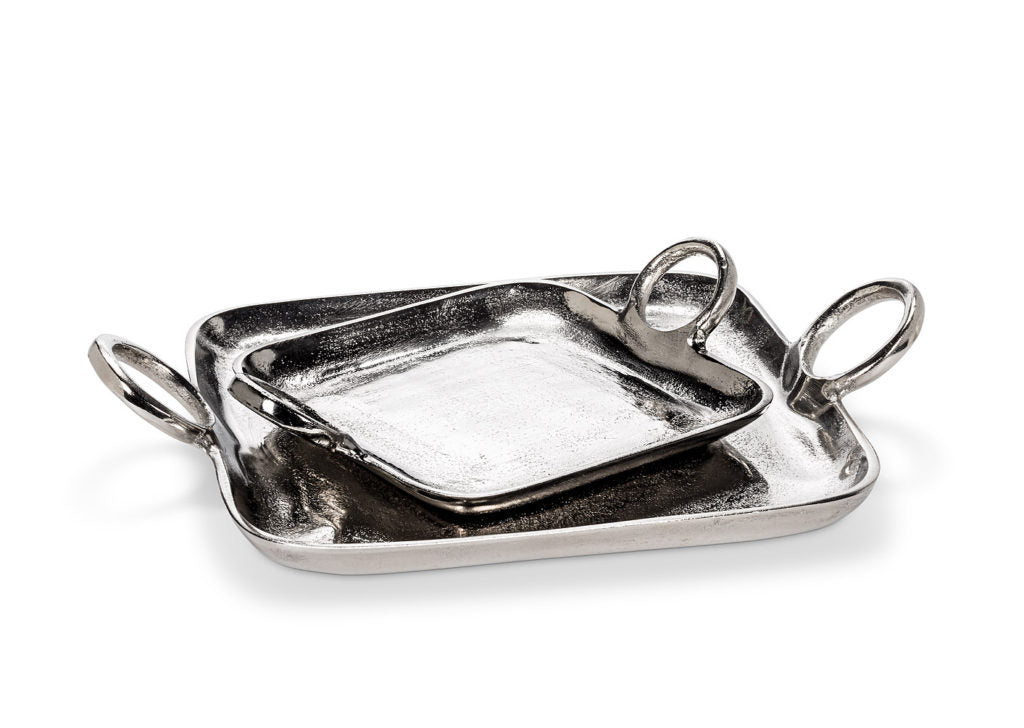 TRAY, W/RING HANDLES - NICKELPLATED