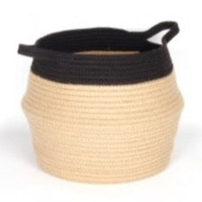 BASKET (BELLY), COTTON JUTE - NATURAL/ BLACK, LARGE