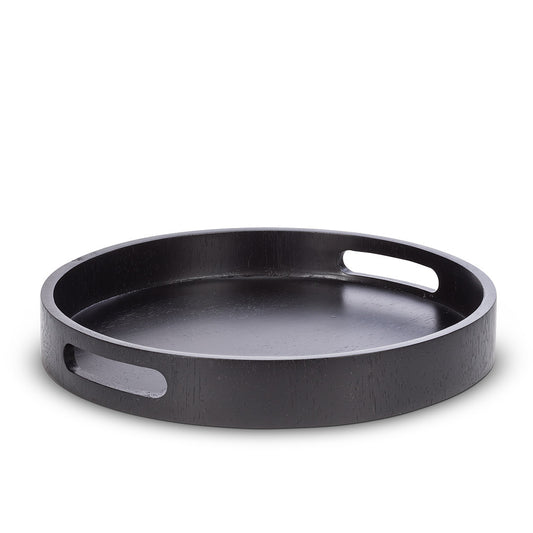 TRAY ROUND - BLACK RUBBERWOOD