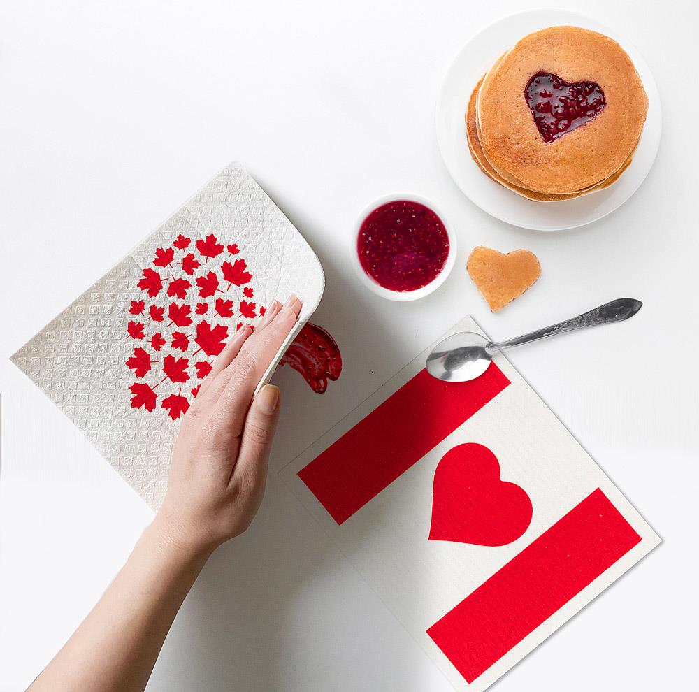 DISHCLOTH (SET OF 2) CANADA FLAG & HEART