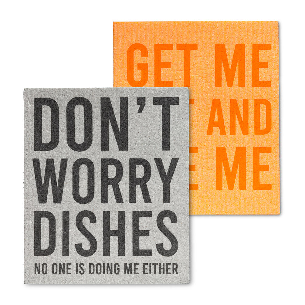 DISHCLOTH (SET OF 2) FUNNY TEXT - DON'T WORRY...