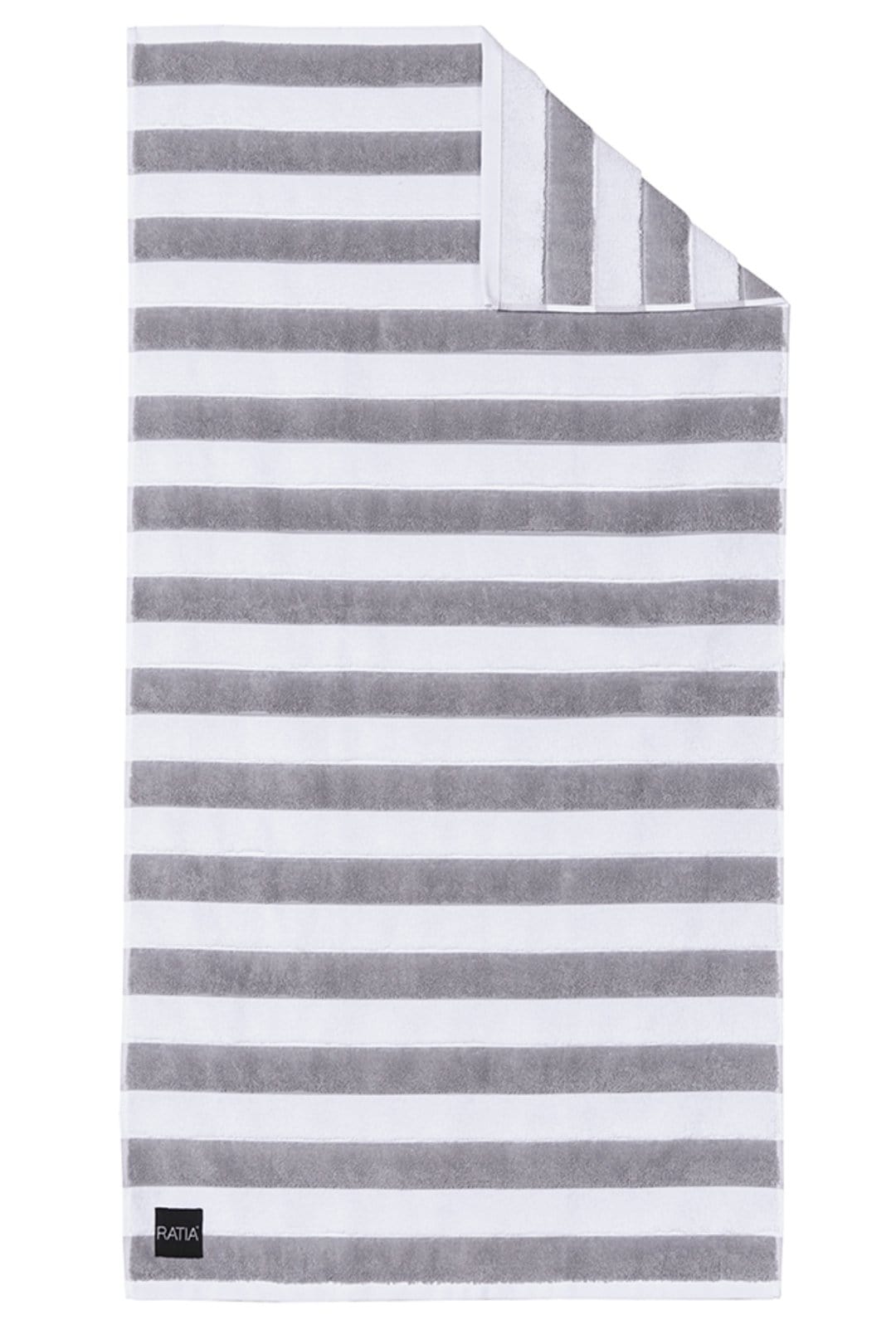 RATIA BATH TOWEL WIDE STRIPE, GREY/WHITE (70x140cm)